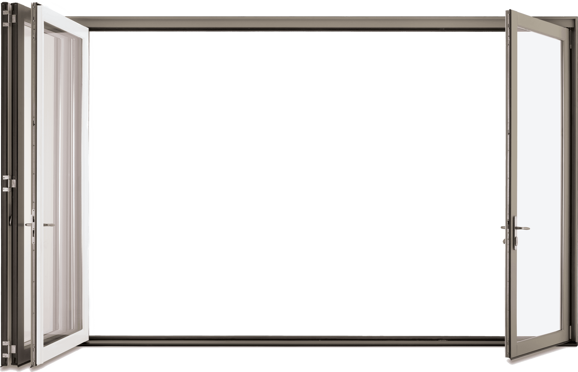 A product image of an open Infinity from Marvin bi-fold door.