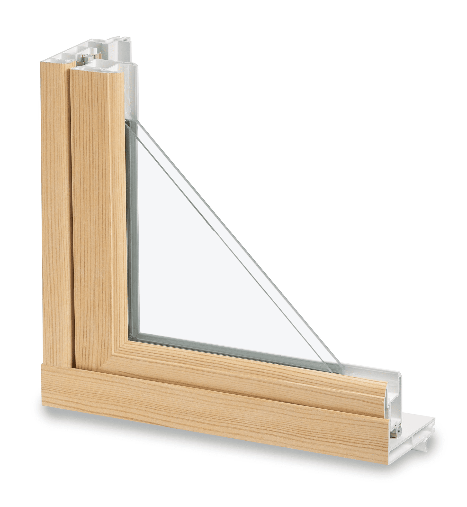 A corner sample window with EverWood interior finish.