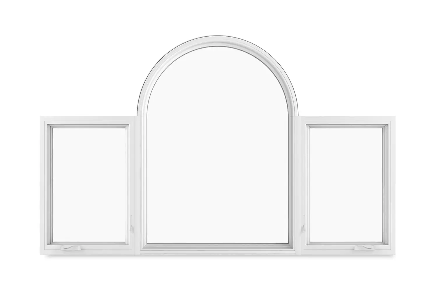 Replacement Fiberglass Casement Window with round top picture three-wide mull
